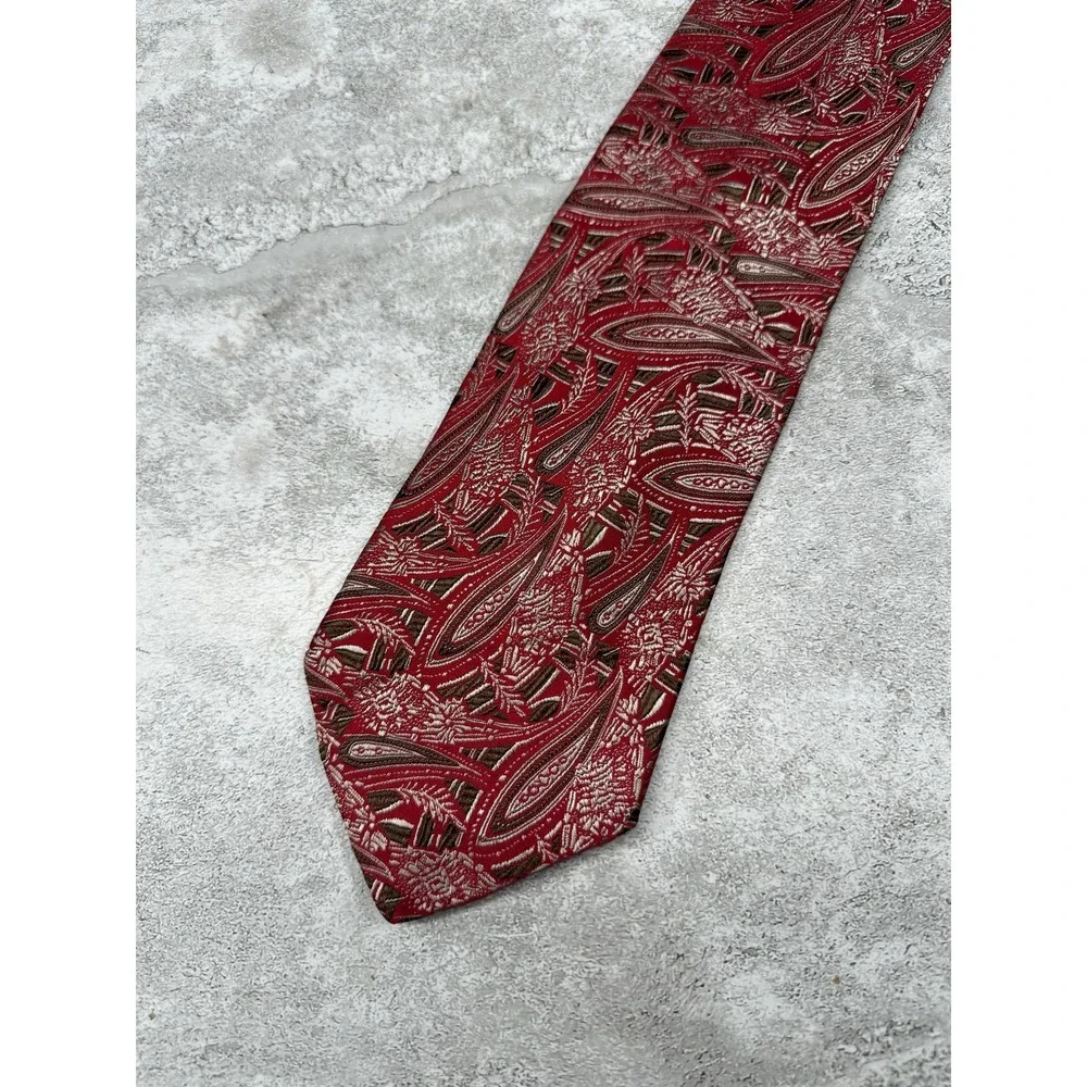 Nob Hill Collection Silk Tie Mens One Size Red Paisley‎ Made In USA Necktie